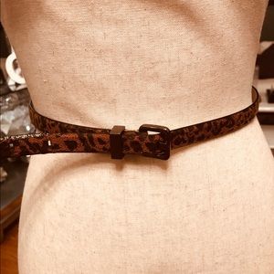Women Brown Cheetah Skinny Belt